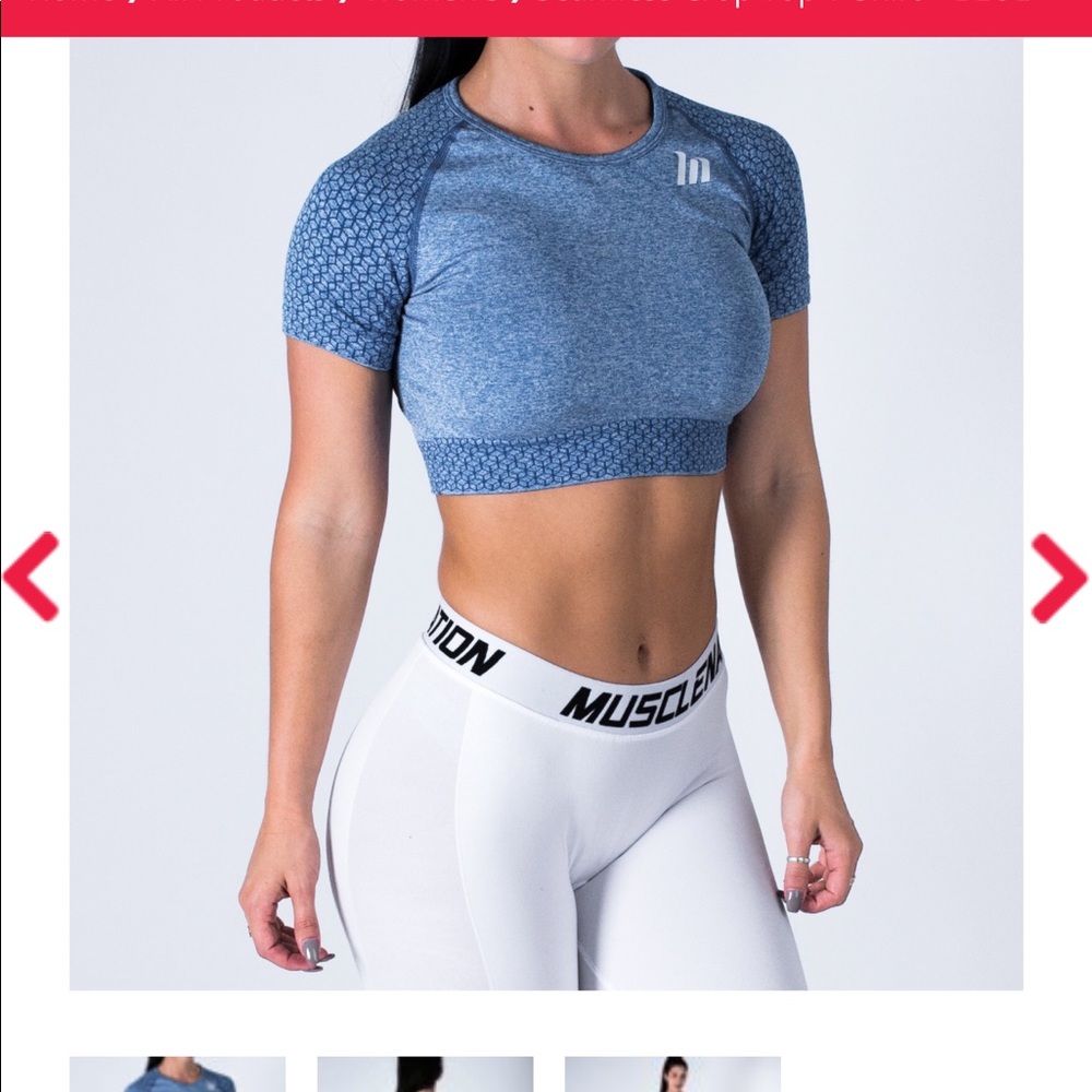 Muscle Nation blue crop workout top